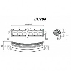 Bara LED 96x 1260mm Curbata