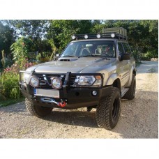 BARA FATA DE OTEL CU BULLBAR SI SUPORT DE TROLIU NISSAN PATROL Y61 1997-2004 BARA FATA DE OTEL CU BULLBAR SI SUPORT DE TROLIU NISSAN PATROL Y61 1997-2004